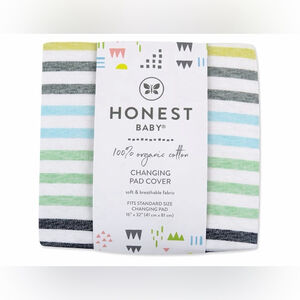 NEW HonestBaby Boys Organic Cotton Changing Pad Cover Rainbow Stripe 16x32”